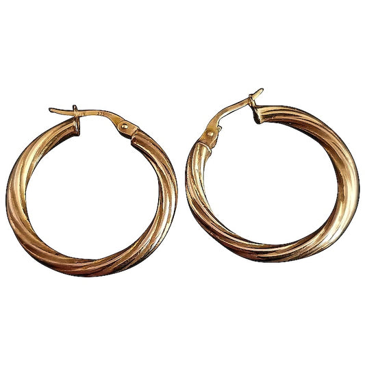 Vintage 9ct gold hoop earrings, Italian, yellow gold