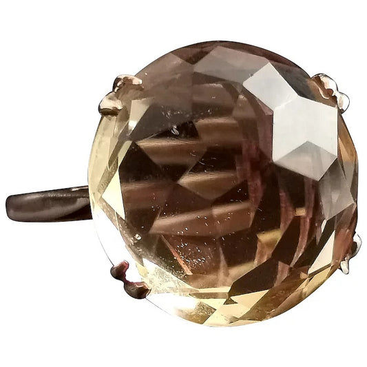 Vintage citrine cocktail ring, 9ct gold, 1960s