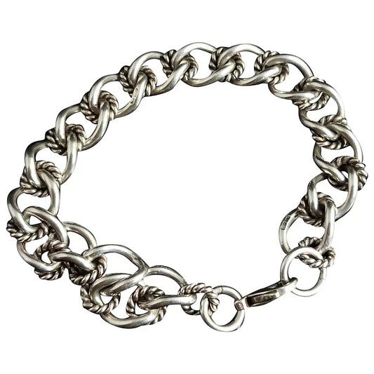 Vintage silver fancy link curb bracelet