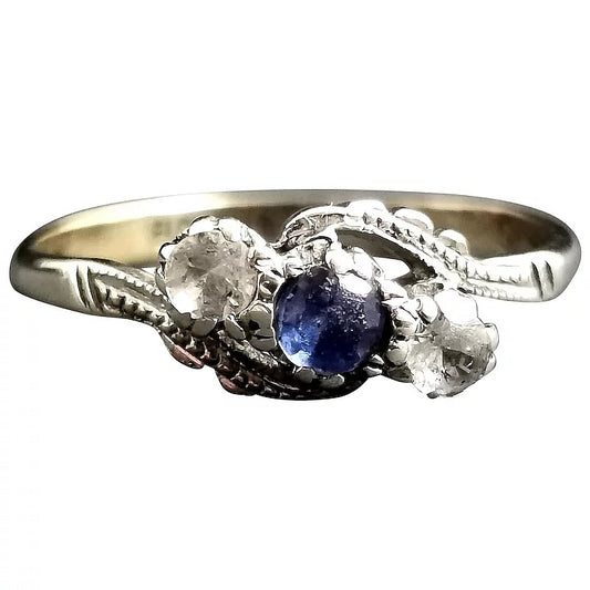 Vintage paste Crossover ring, 9ct gold, Art Deco