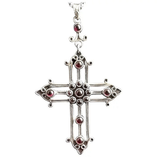 Vintage silver and paste Cross pendant, necklace