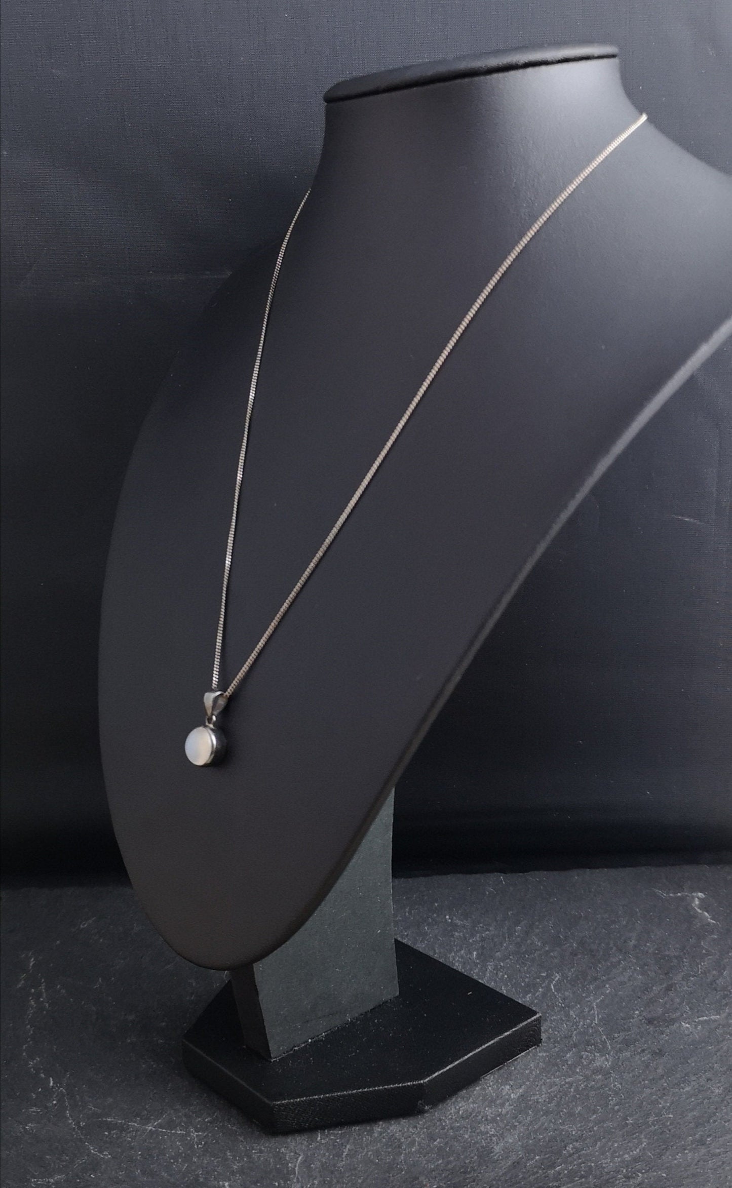 Antique silver moonstone pendant, Art Nouveau necklace