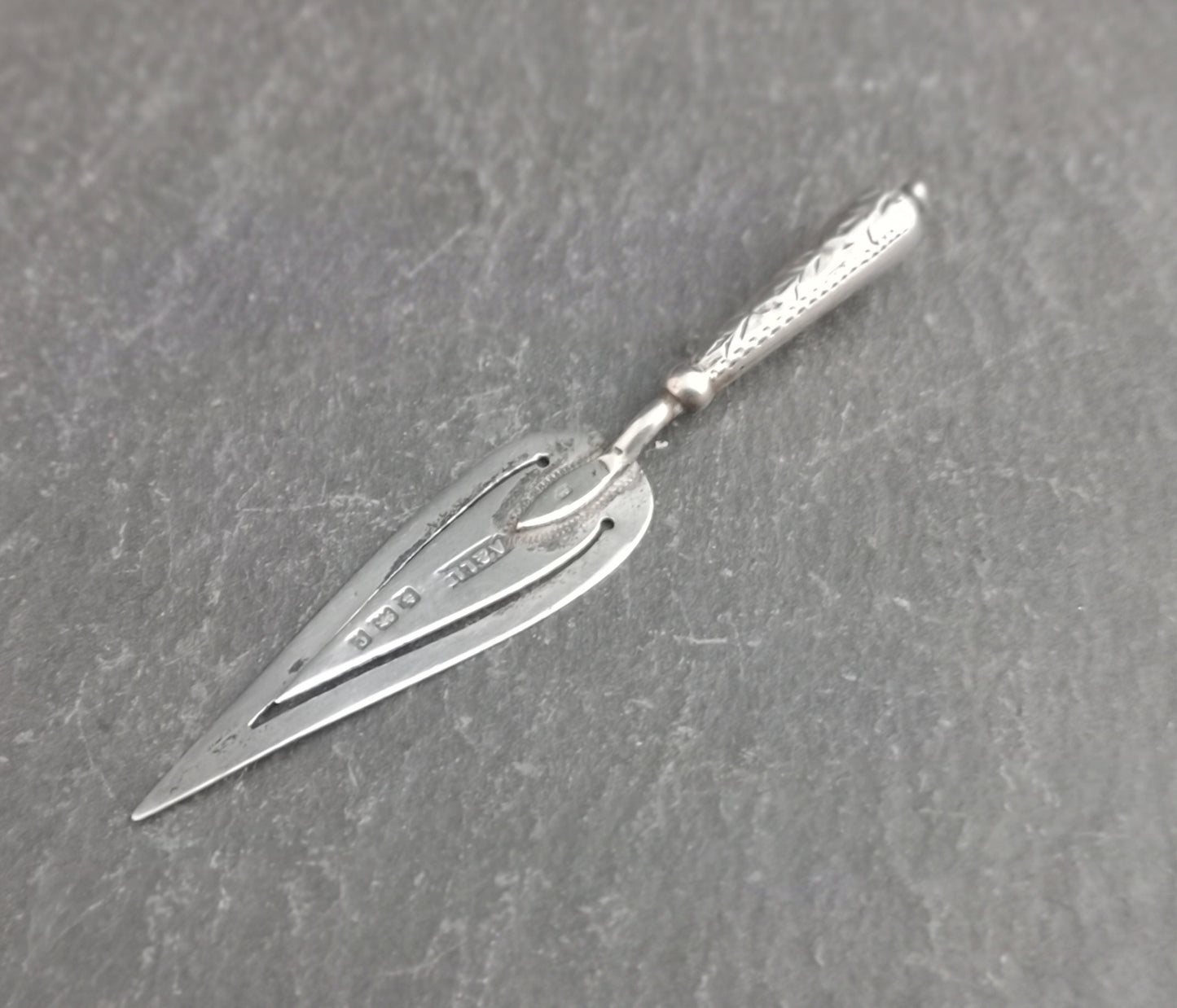 Antique silver bookmark, trowel
