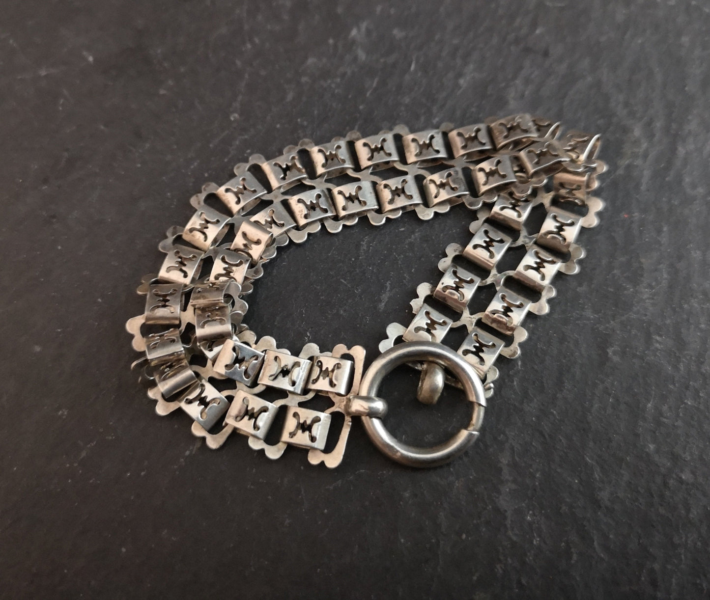 Antique Victorian silver book chain bracelet