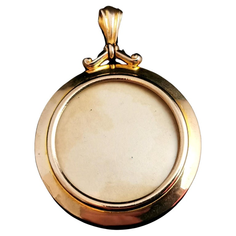 Antique 9ct gold locket pendant, Double sided, Edwardian